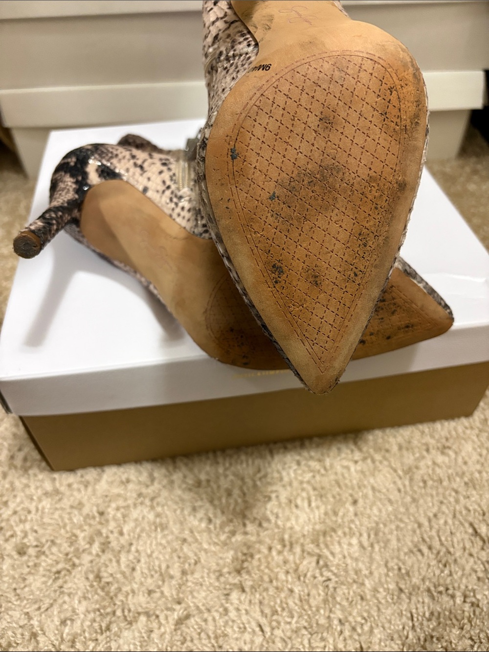 Jessica Simpson Neutral Python-Print Pointed Toe Ankle Boots - Picture 8 of 8